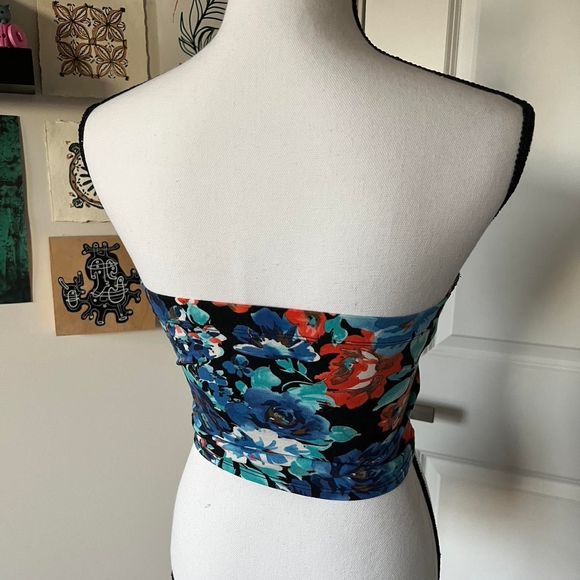 papaya blue and orange floral tube top - Picture 2 of 4